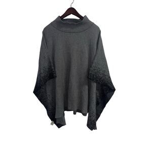 INDIGENOUS Organic Cotton Hand Loomed Poncho Grey Ombre One Size